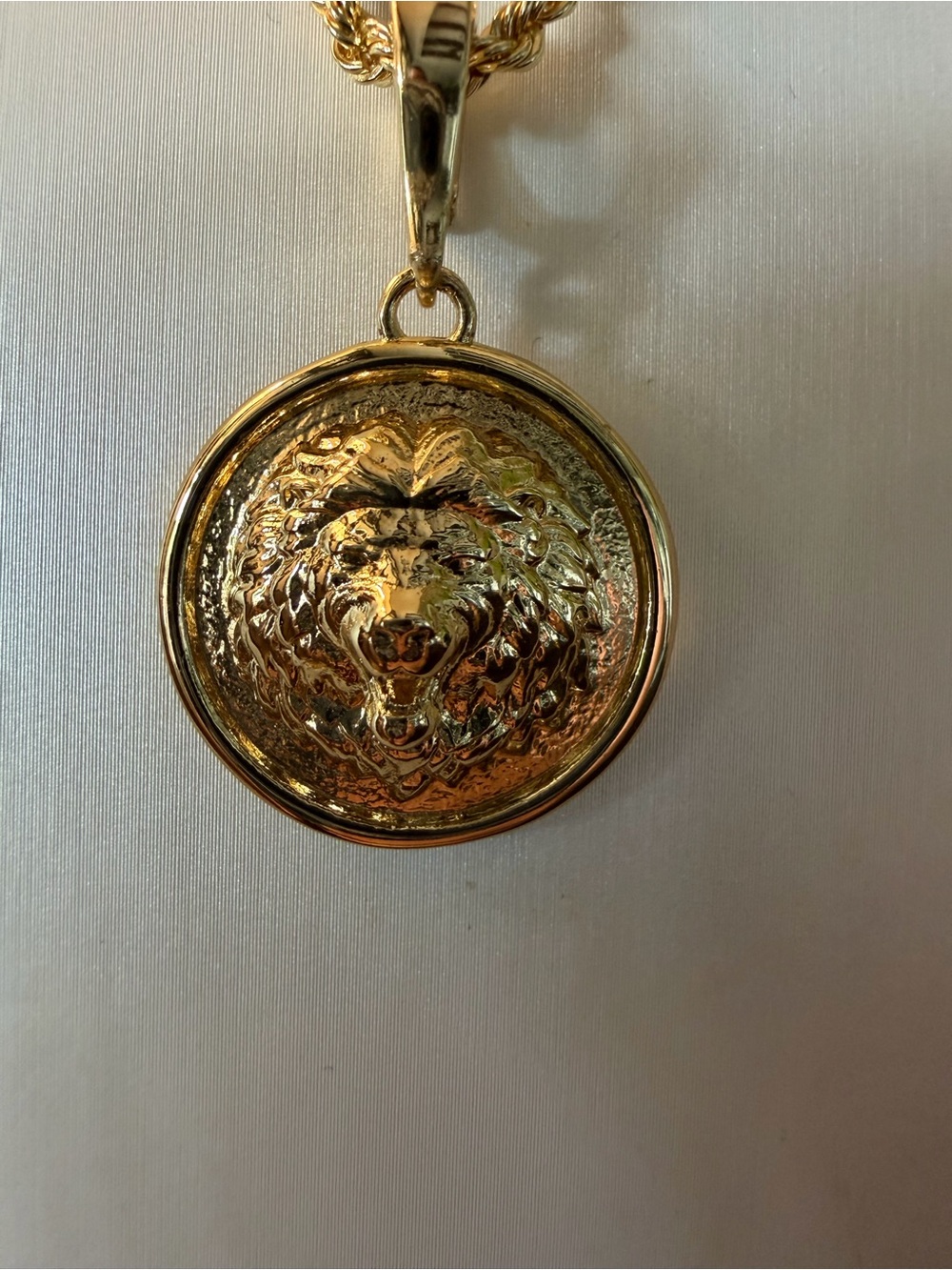 Bellezza Gold Tone Lion Head Medallion Necklace